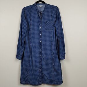 J. Jill Denim Long Sleeves Check Print Shirtdress Size M Country Coastal Cowgirl
